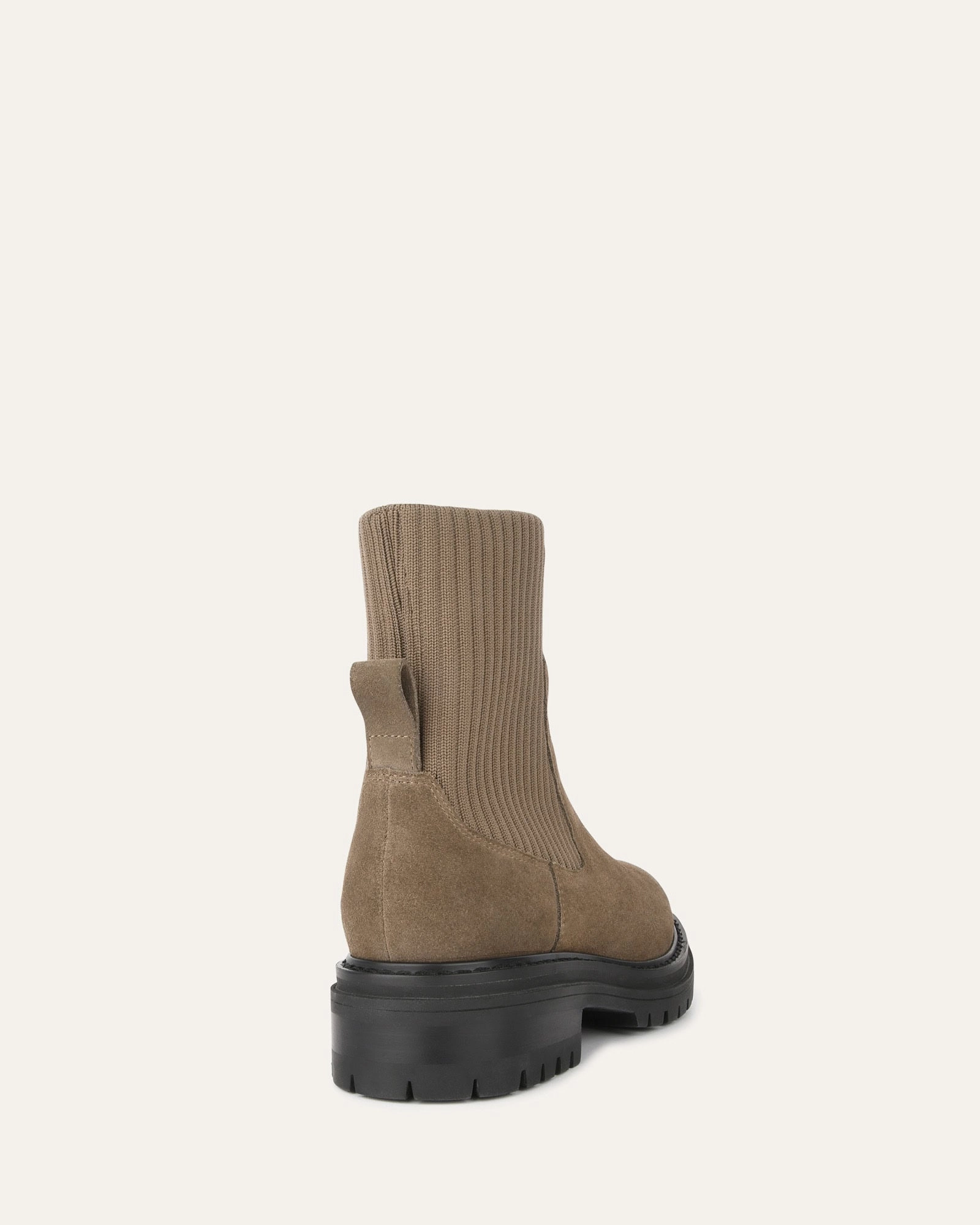 Bertie Flat Ankle Boots Khaki Suede Effortless Edge