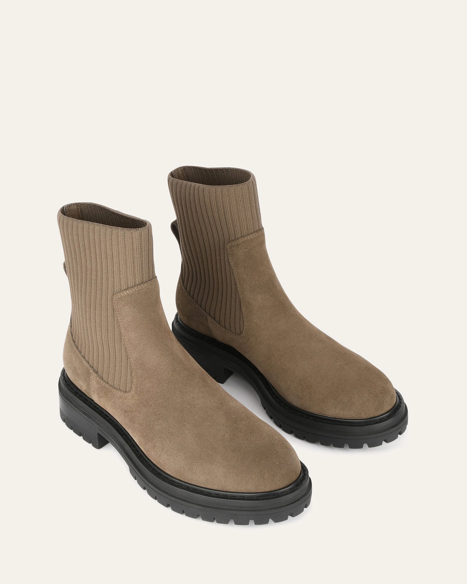 Easy Motion Bertie Flat Ankle Boots Khaki Suede