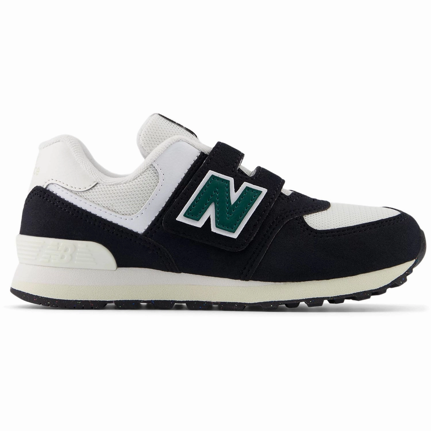 New Balance Black 574 Kids Hook & Loop Sneakers Quiet Cool