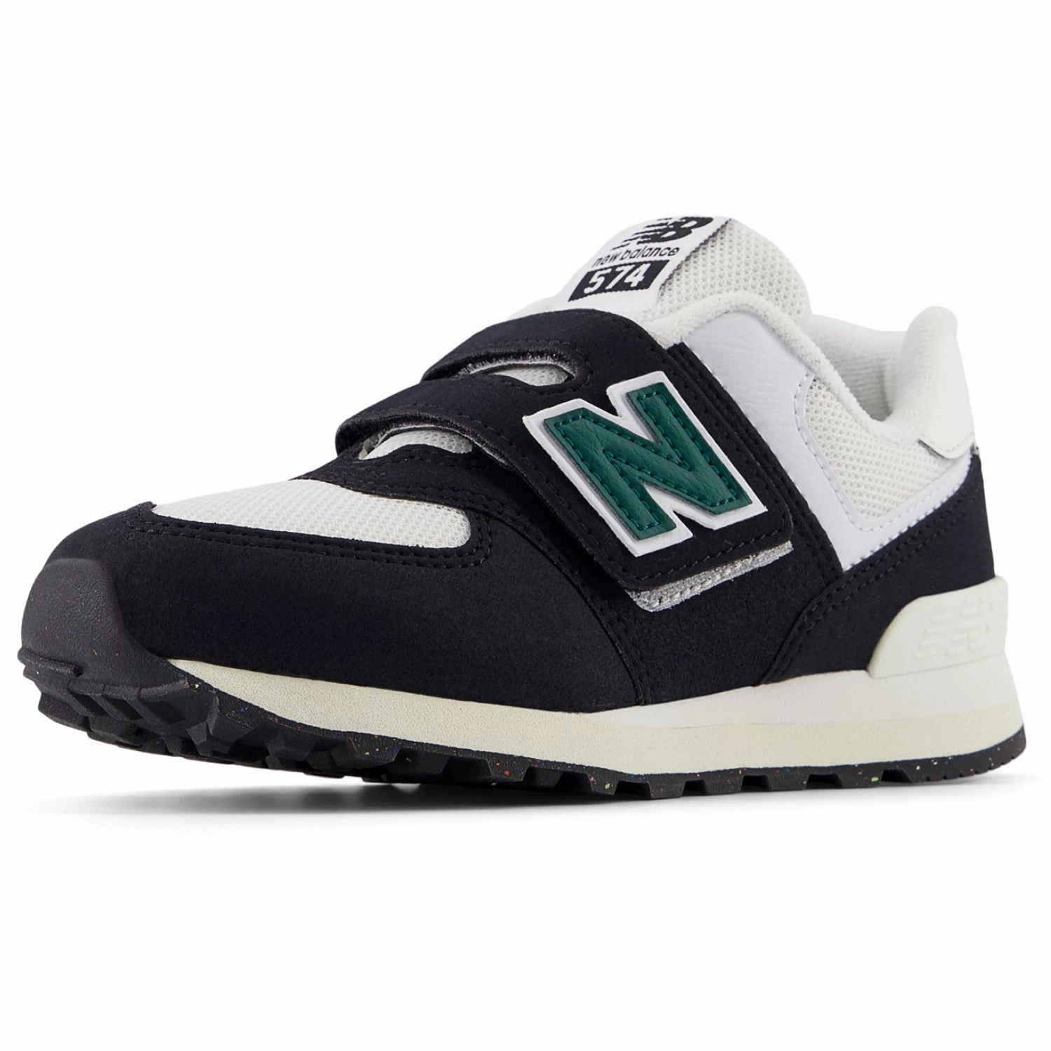 New Balance Black 574 Kids Hook & Loop Sneakers Quiet Vibe Precision In Style