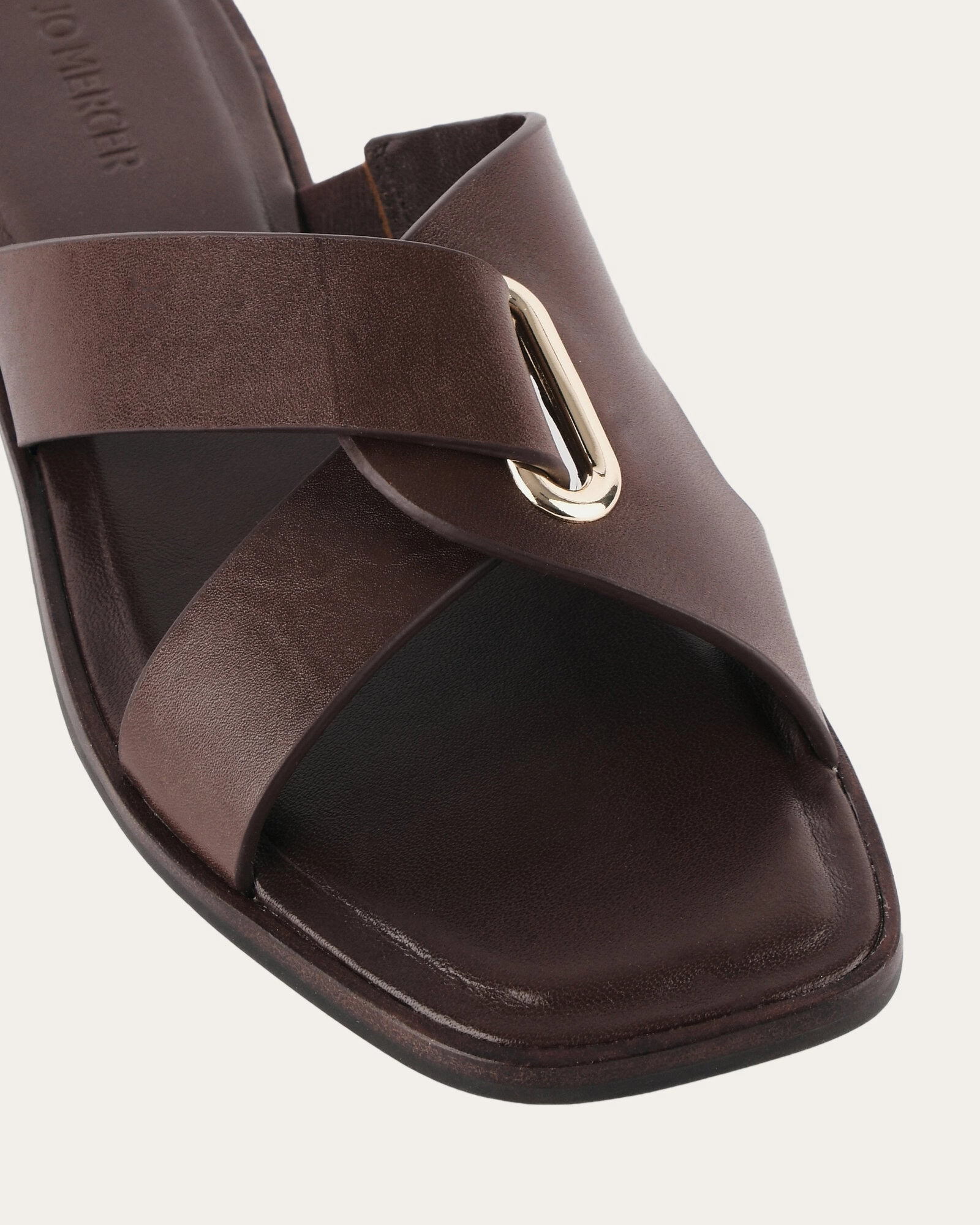 Style Forward Shift Your Gear Piper Flat Slides Chocolate Leather