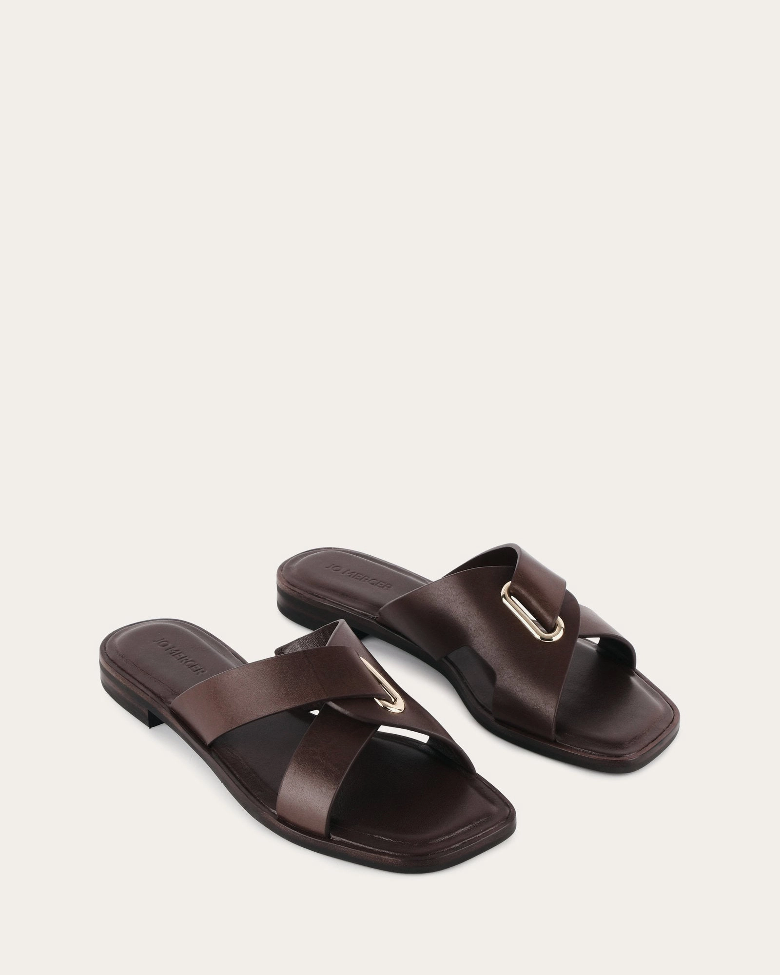 Cool Motion Wear With Intent Piper Flat Slides Chocolate Leather