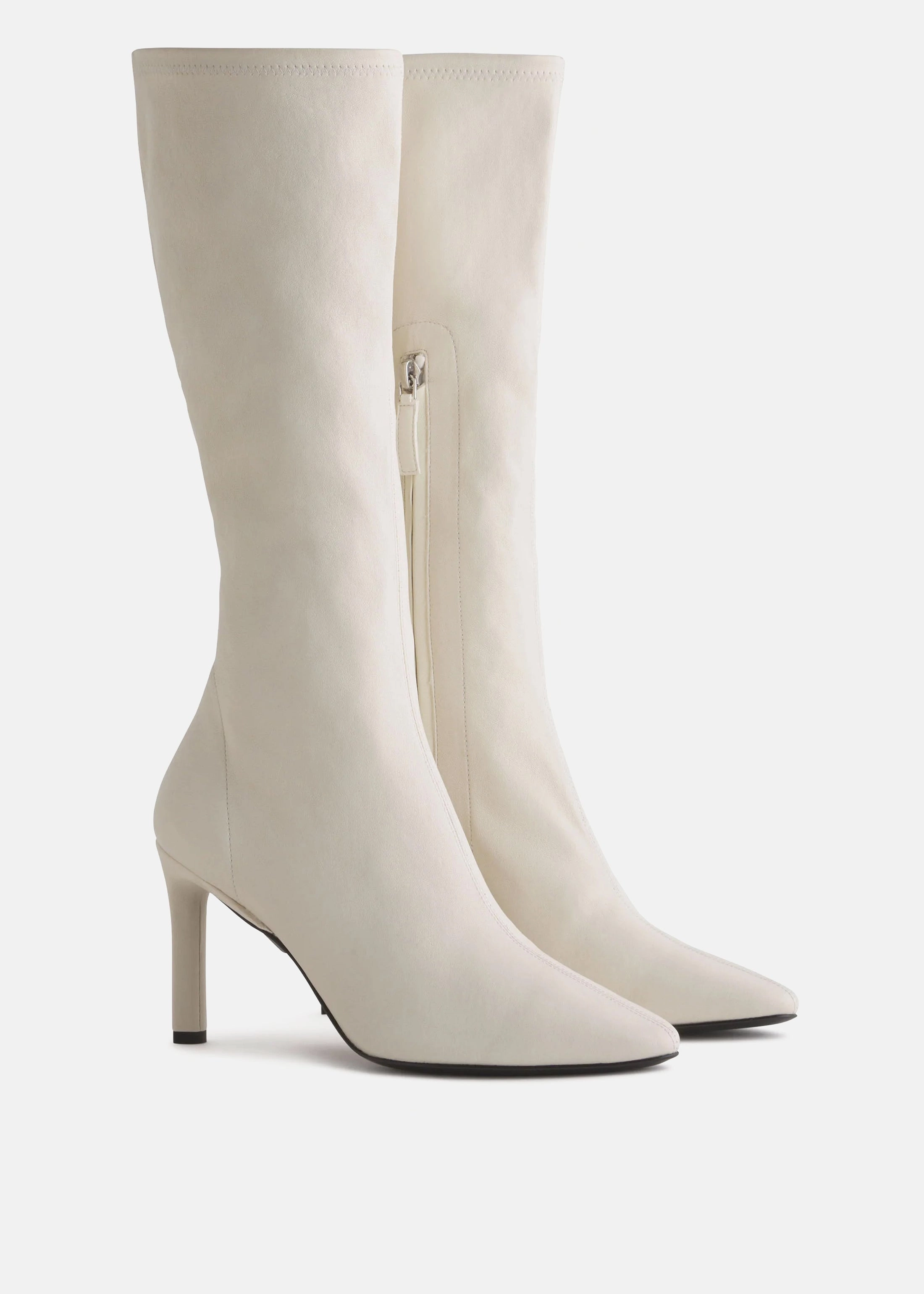 Anytime Movement Pointed Stretch Leather Heel In Ivory