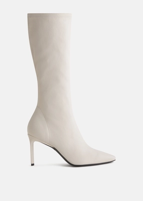 Crafted Pulse Pointed Stretch Leather Heel In Ivory