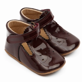 Shift Gear Active Lifestyle Gear Pom Pom Indoor Shoe Ballerina T-Bar Dark Plum Patent