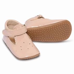 Clean Forms Curated Looks Pom Pom Indoor Shoes Ballerina T-Bar Dusty Rose Patent