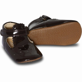 Pom Pom? Indoor Shoes T-Bar Mocca Laquer Seasonless Drop Crafted To Wear