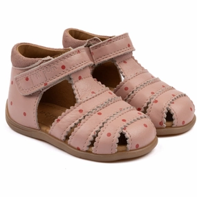 Pom Pom Old Rose Dot Starters? Scallop Velcro Sandal Bold Minimal
