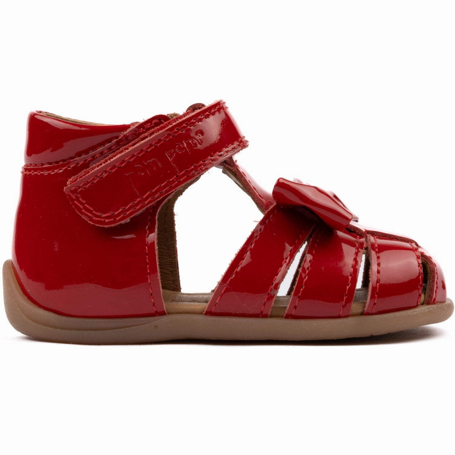 Versatility Matters Built For Feel Pom Pom Red Patent Starters? Bow Velcro Sandal
