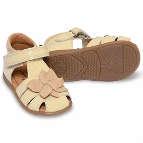 Pom Pom Starter Sandal Flower Velcro Light Yellow Patent Built Around You Essential Edge