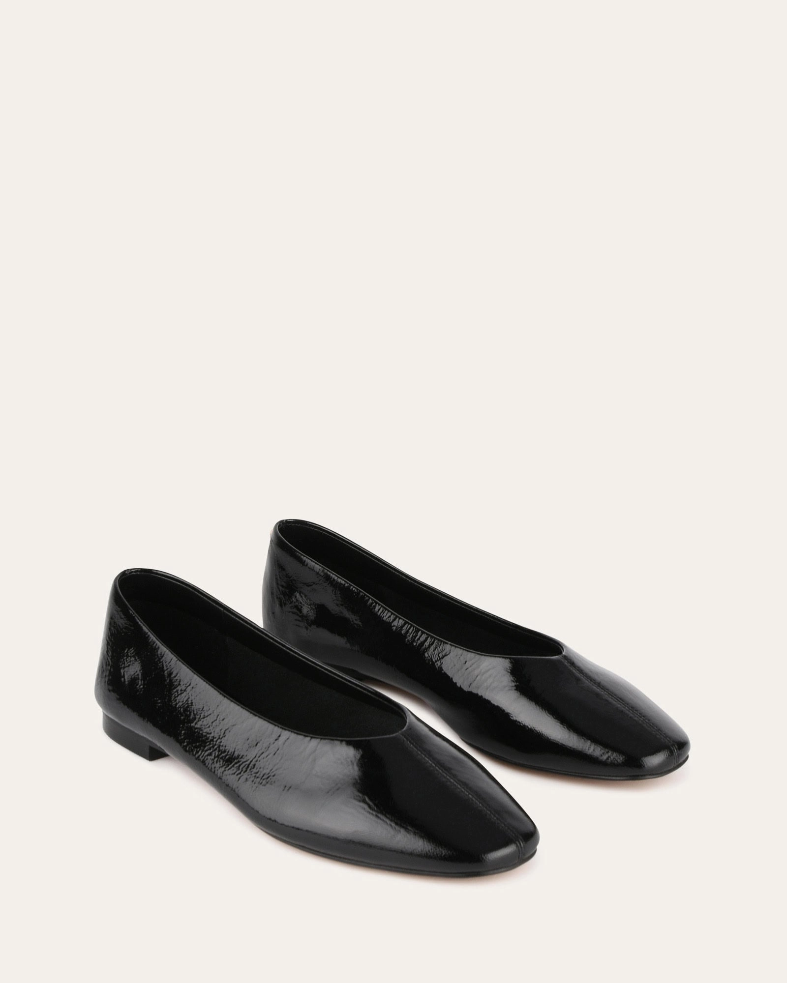 Posie Casual Flats Black Crinkle Patent Living Wear Daily Balance
