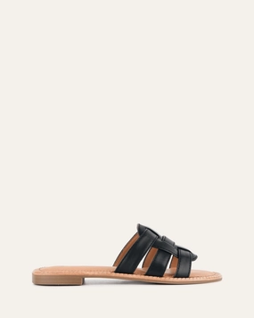 Elevated Basics Jasper Flat Sandals Black Leather