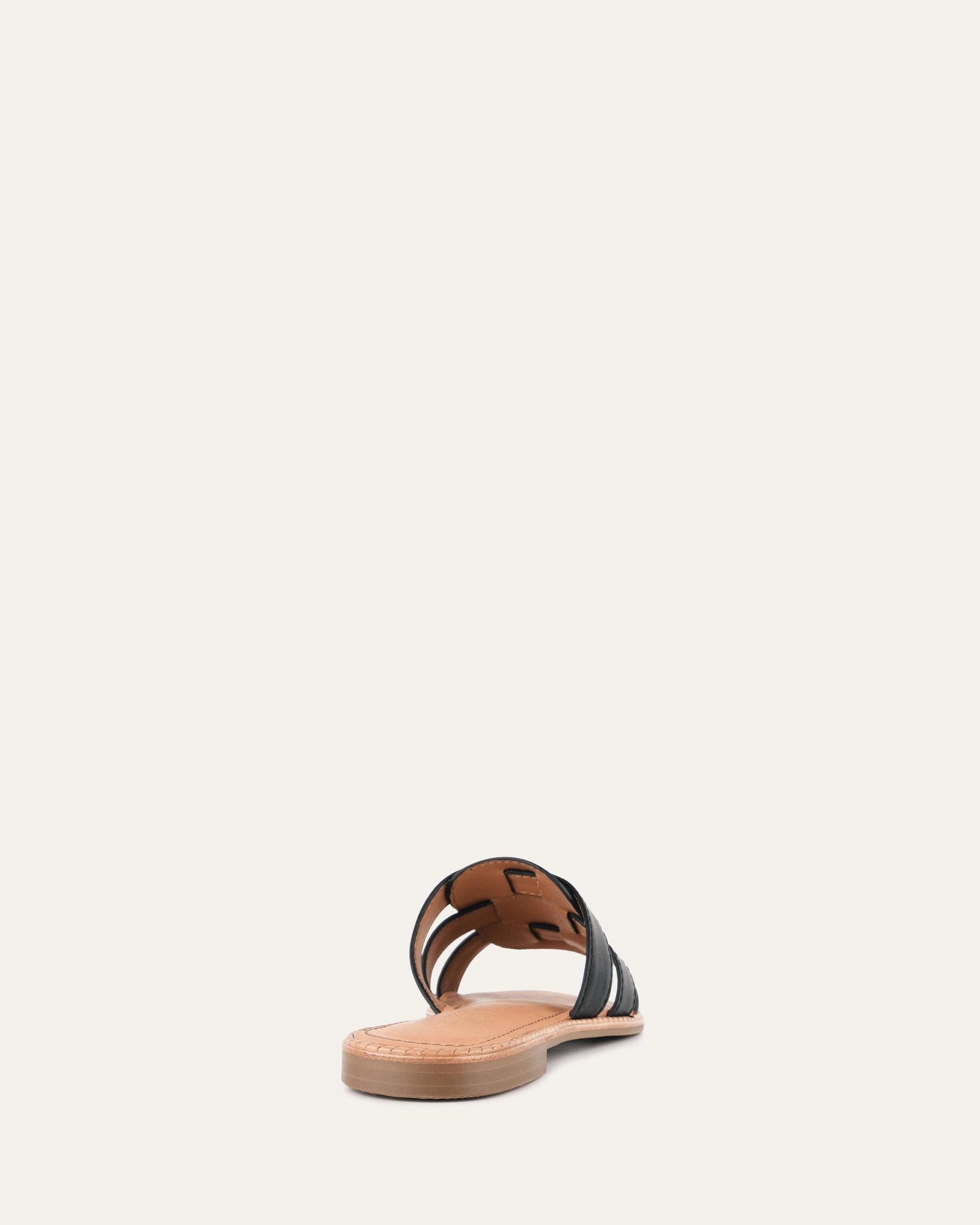 Jasper Flat Sandals Black Leather Streamline-Ready
