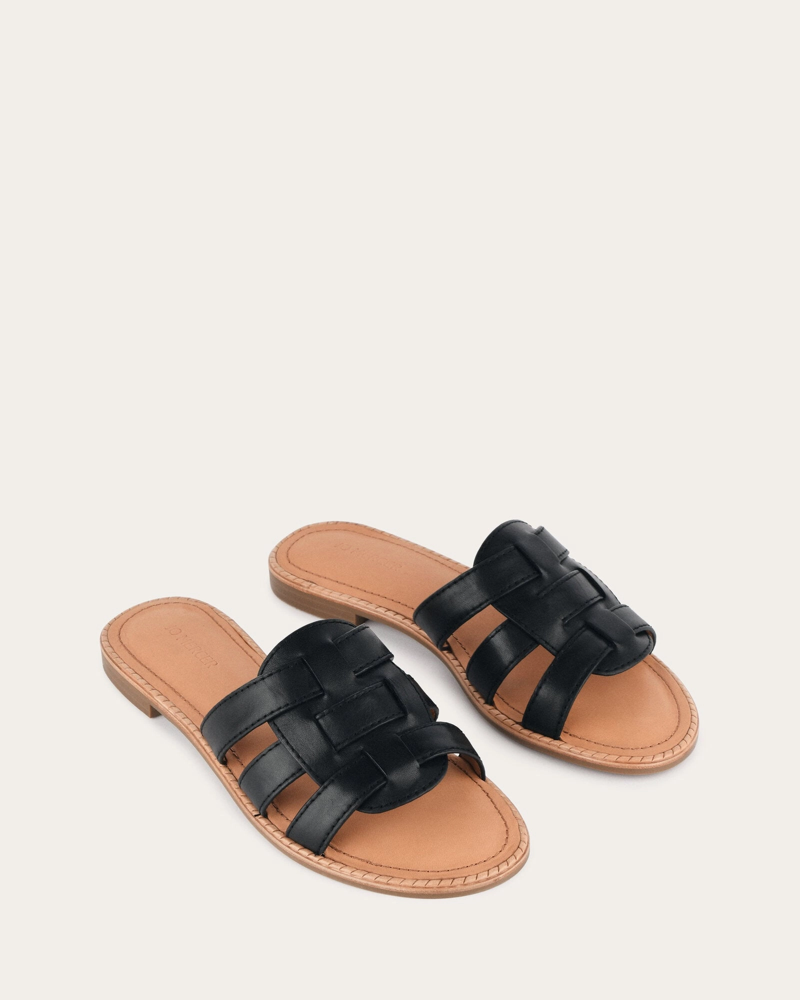 Jasper Flat Sandals Black Leather Progressive Edge