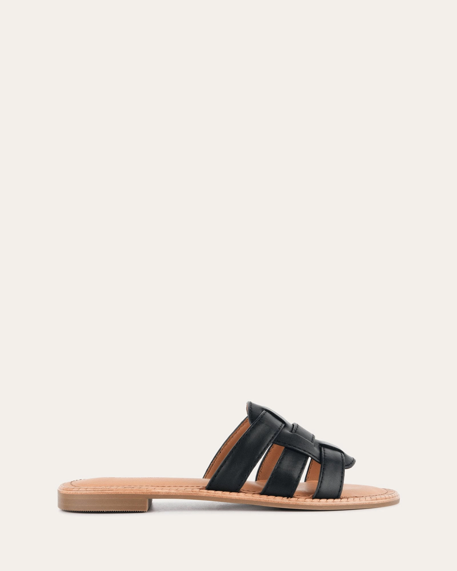 Elevated Basics Jasper Flat Sandals Black Leather