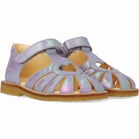 Quiet Cool Angulus Iridescent Lilac Shine Hjertesandal Med Velcro Closure