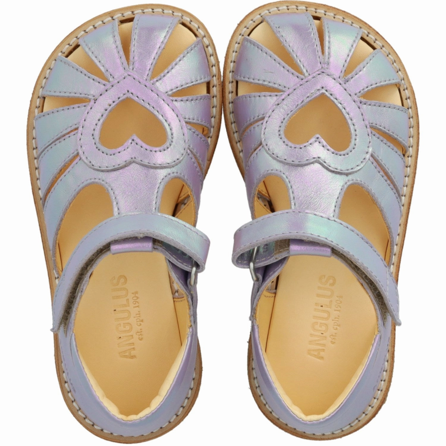 Lifestyle Architecture Angulus Iridescent Lilac Shine Hjertesandal Med Velcro Closure