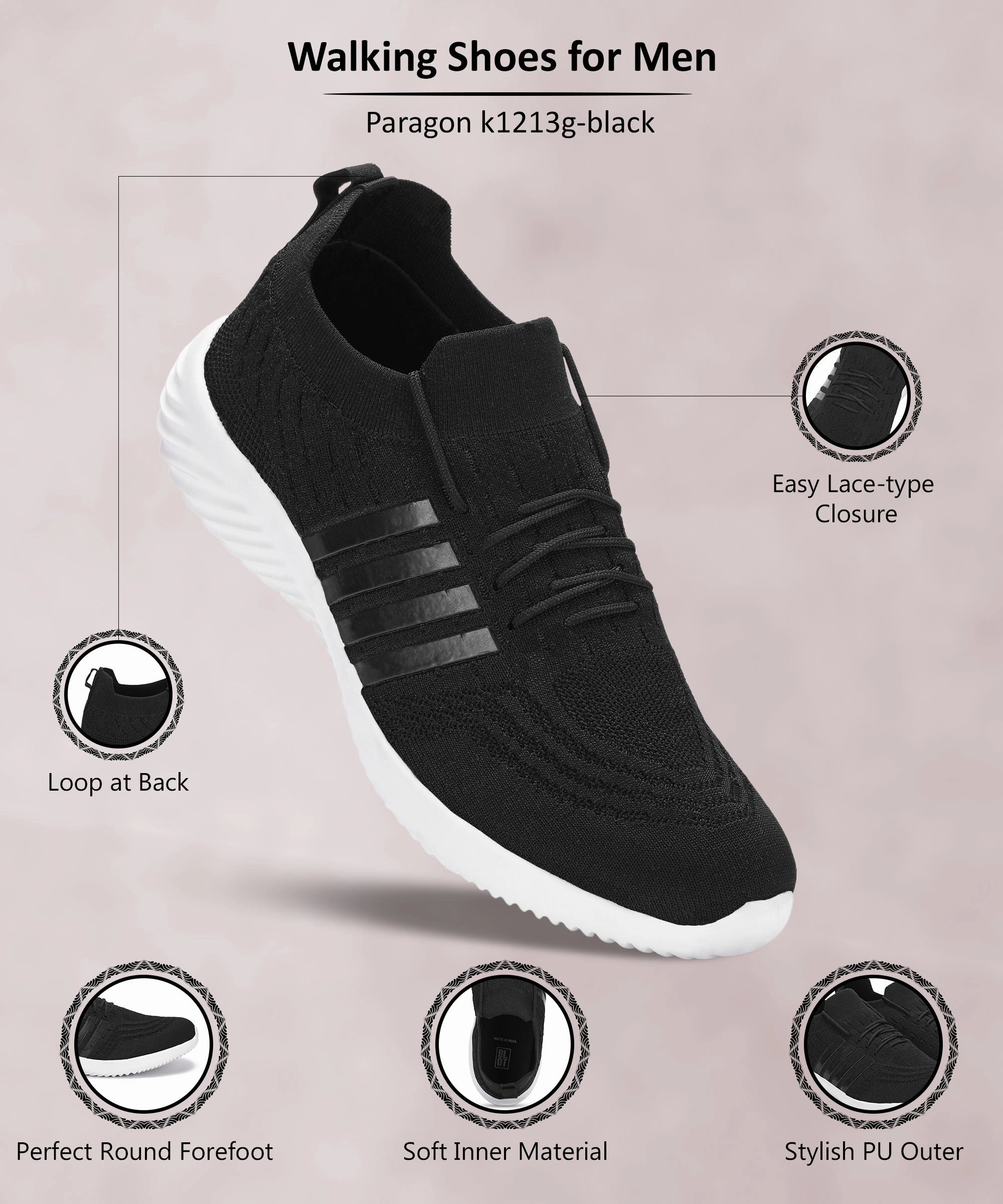 Paragon  K1213G Men Walking, Running, Training, Cricket, Gym, Sports Shoes | Athletic Shoes With Comfortable Cushioned Sole For Daily Outdoor Use Your Mobile Look