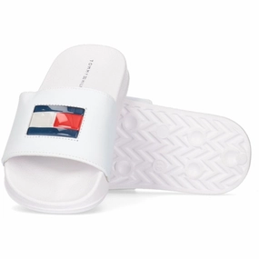 Modern Pattern Tommy Hilfiger Flag Pool Slide White