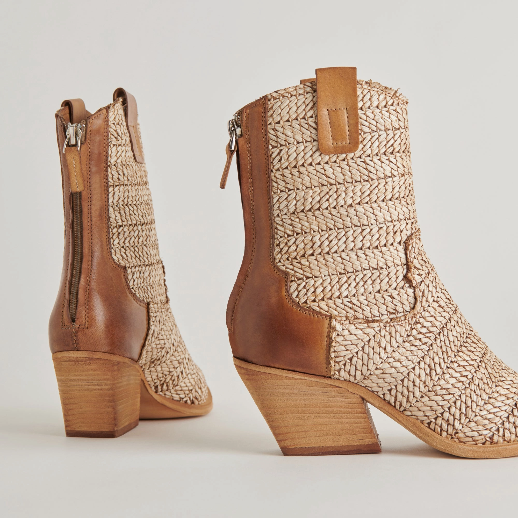 Refined Streetwear Refined Comfort Texin Booties Brown Multi Raffia