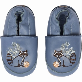 Ease Engineered Melton Leather Slippers With Raccoon Bluefin