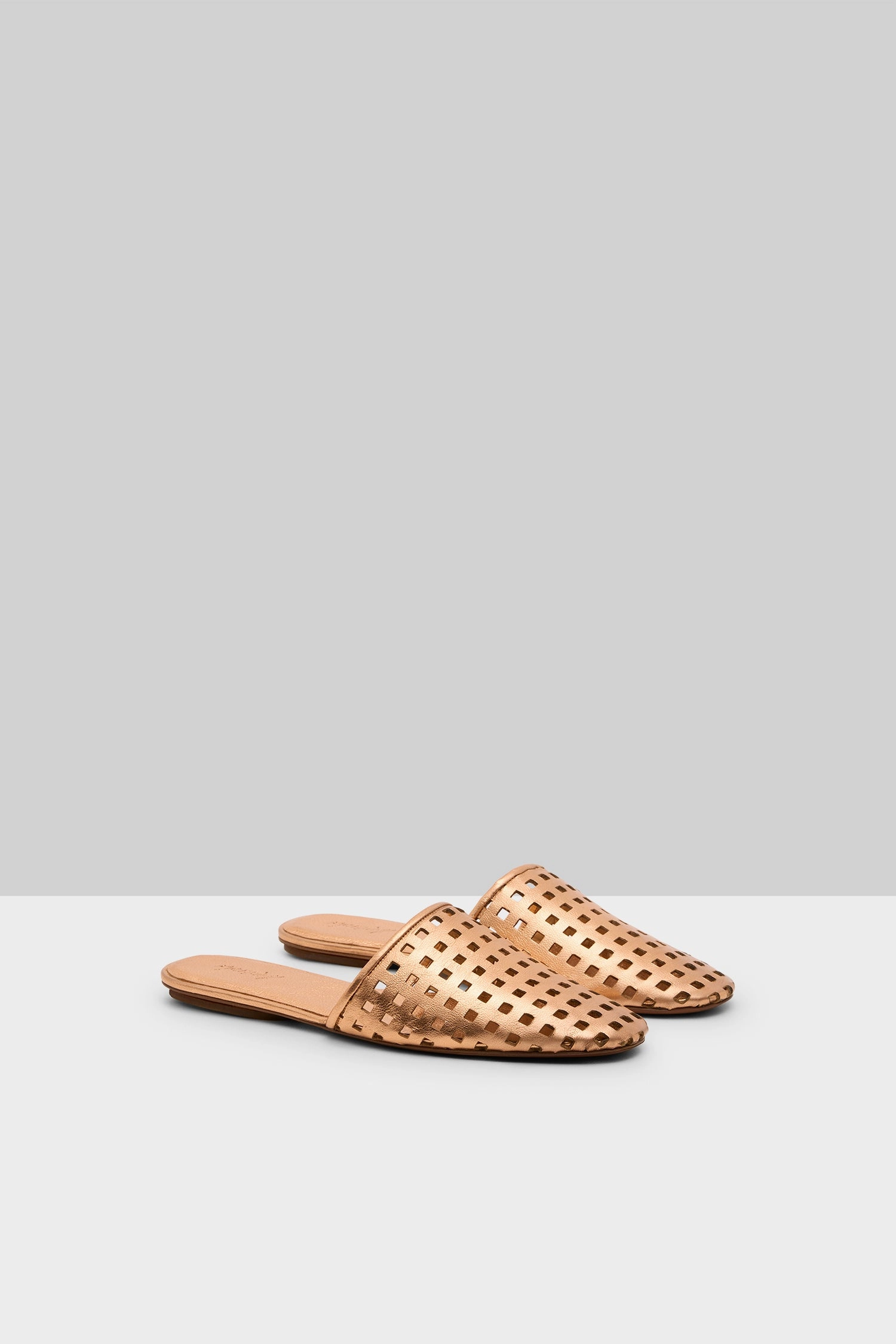 Distesa Forata Leather Mule Sandal In Copper Foil Conscious Layers