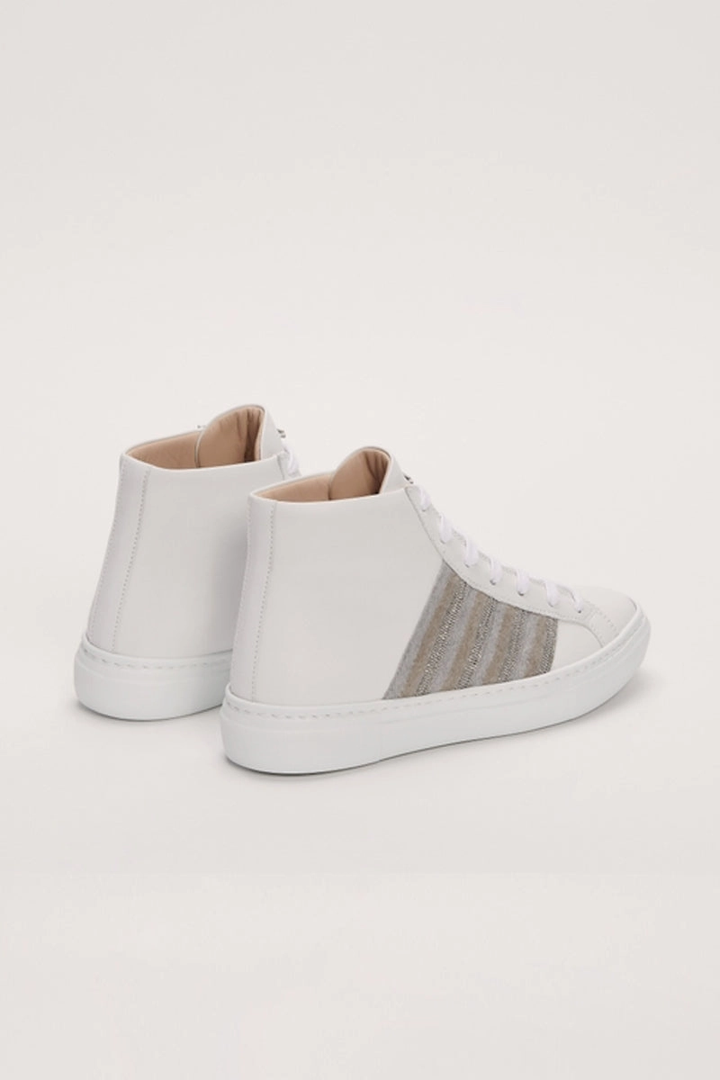 Leather High Top Sneakers In White Smart And Simple Movement Layers