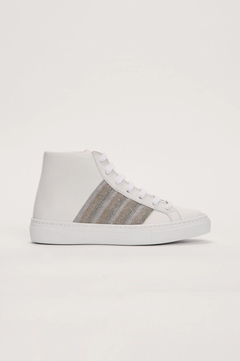 Future Fit Multi-Wear Outfit Leather High Top Sneakers In White