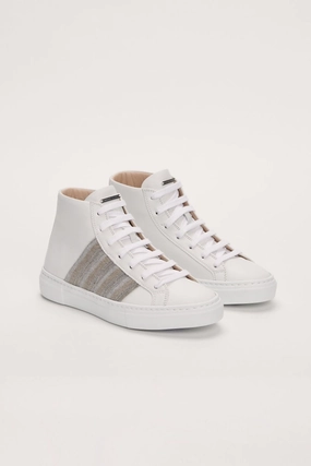 Leather High Top Sneakers In White Express In Ease Sleek Mindset