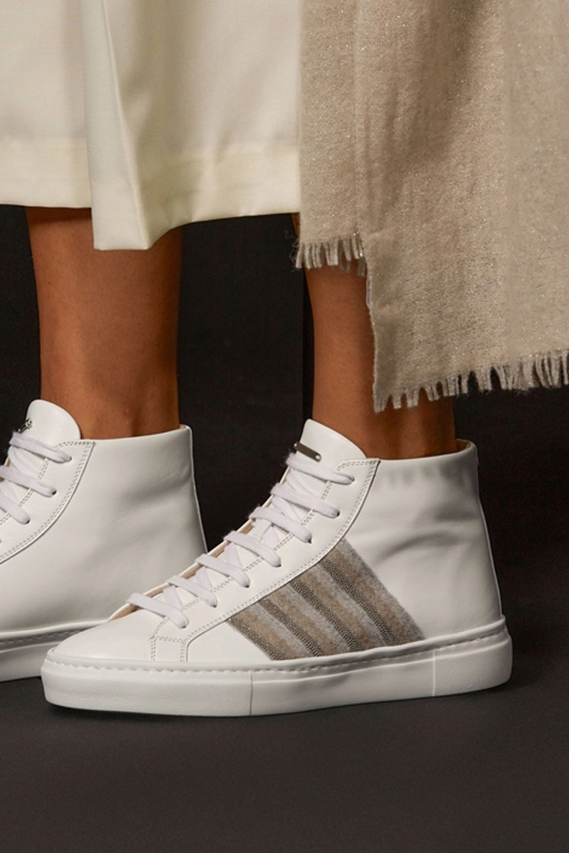 Leather High Top Sneakers In White Layer With Ease Fresh Silhouette