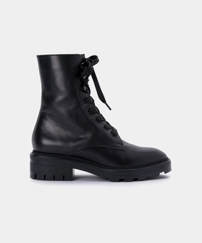 Lottie Boots Black Leather Refined Tone