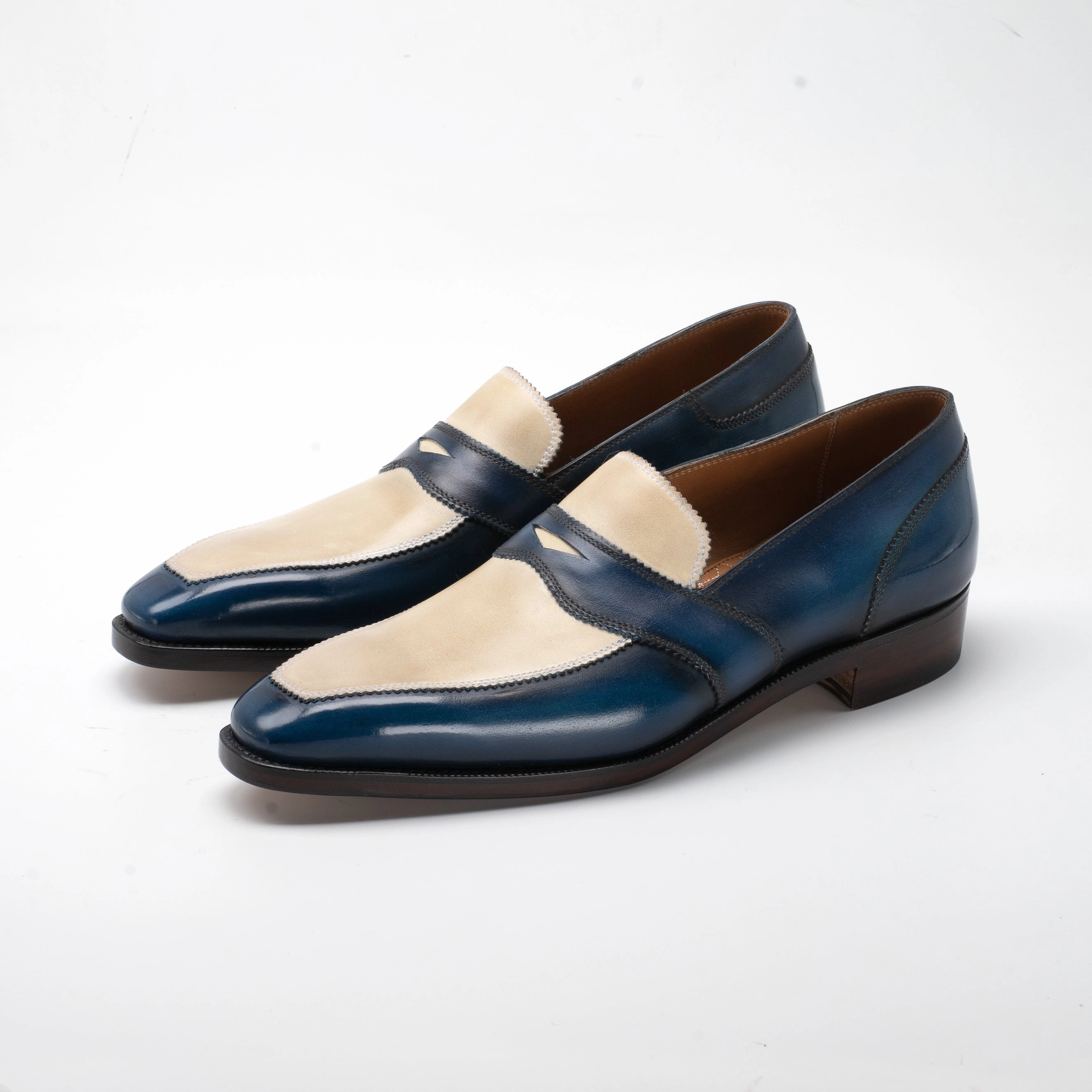 James Spectator Loafer Mto - Blue & Cream Make It Flow The Now Look