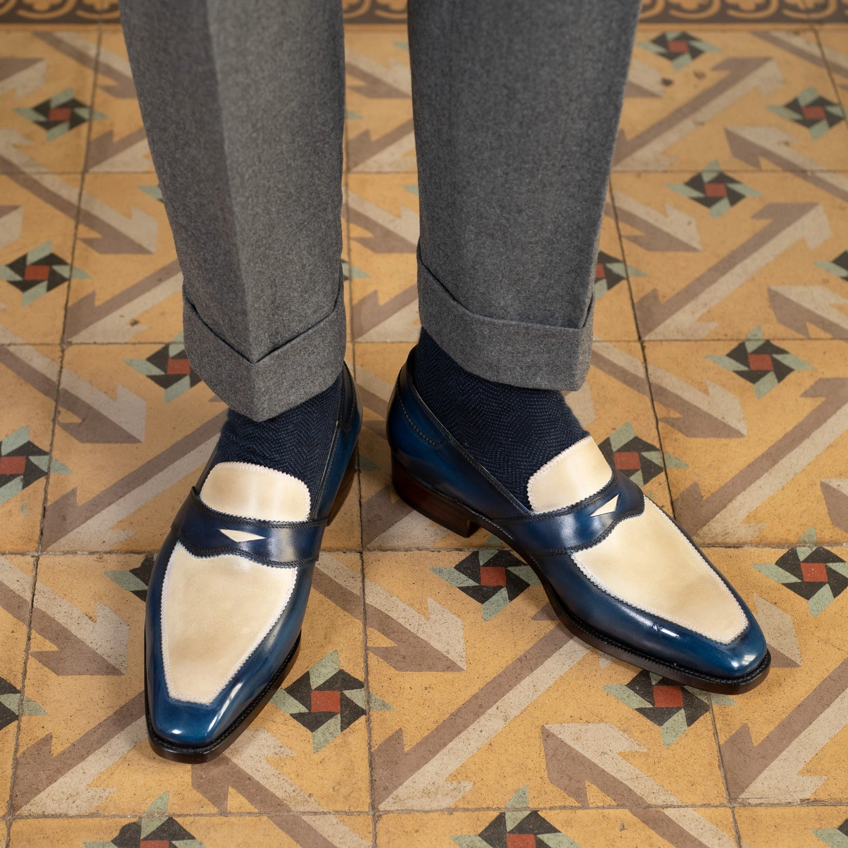 Future Layers James Spectator Loafer Mto - Blue & Cream
