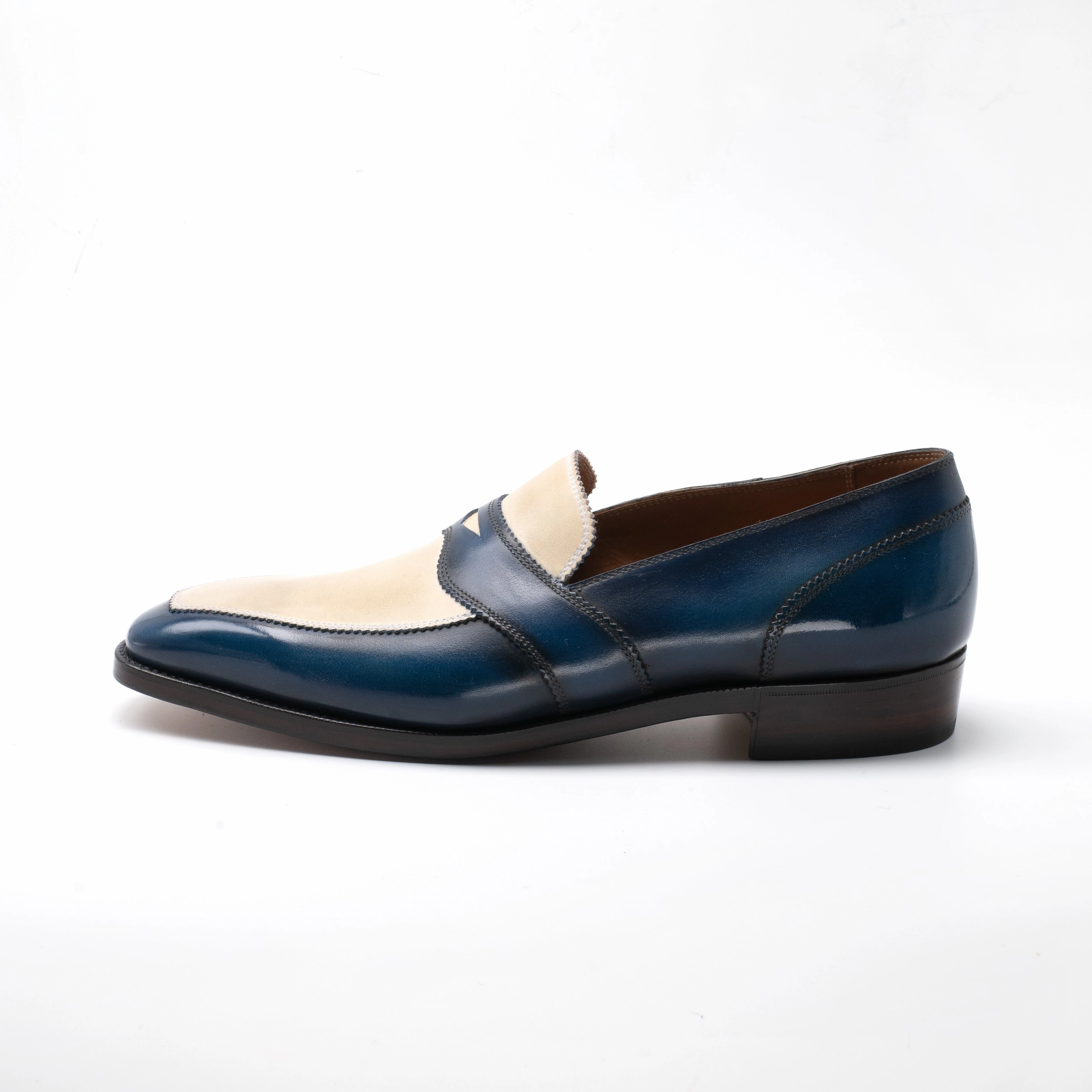 James Spectator Loafer Mto - Blue & Cream Feel-Based Fashion