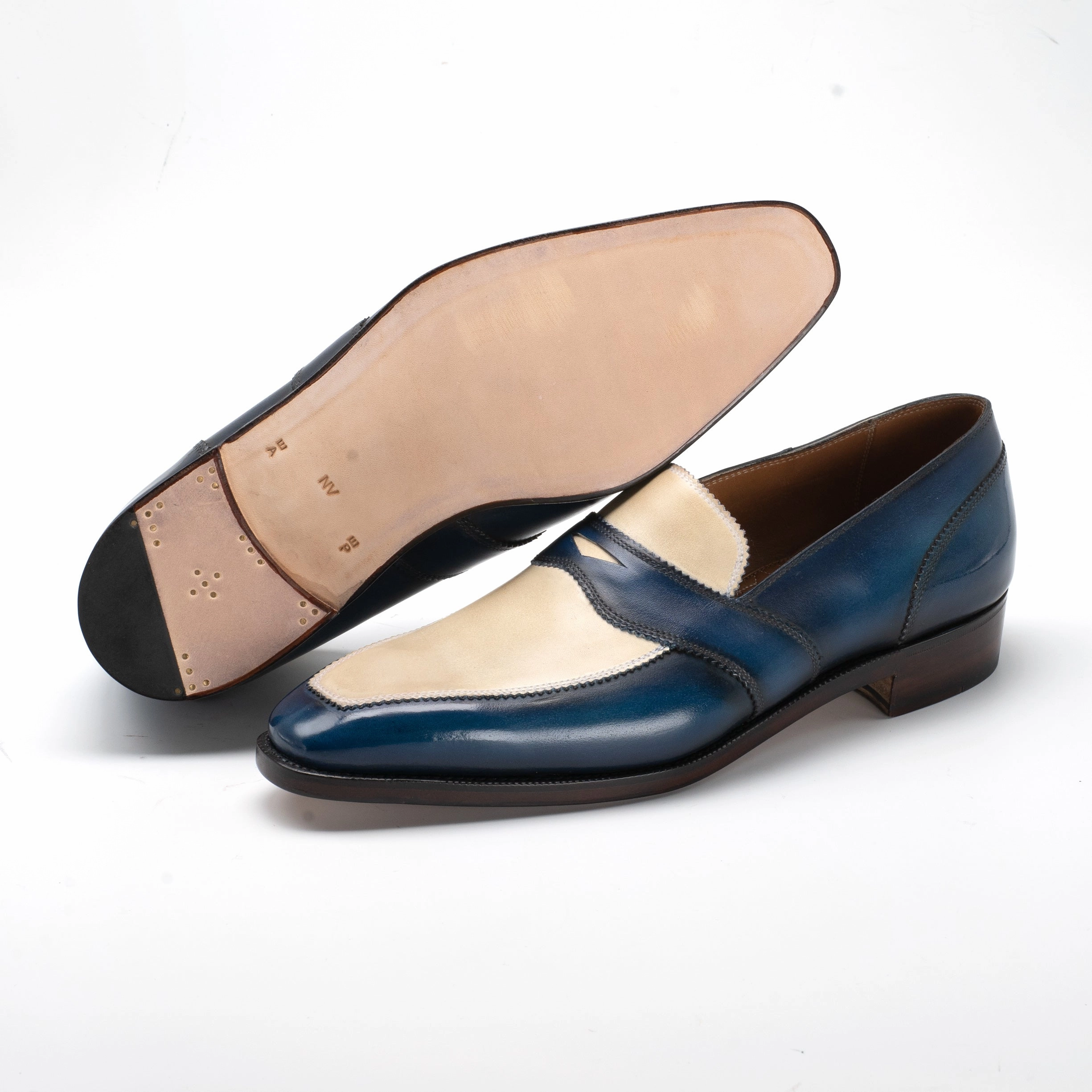 James Spectator Loafer Mto - Blue & Cream Clean Aesthetic