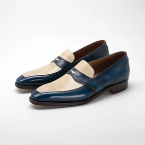 James Spectator Loafer Mto - Blue & Cream Make It Flow The Now Look