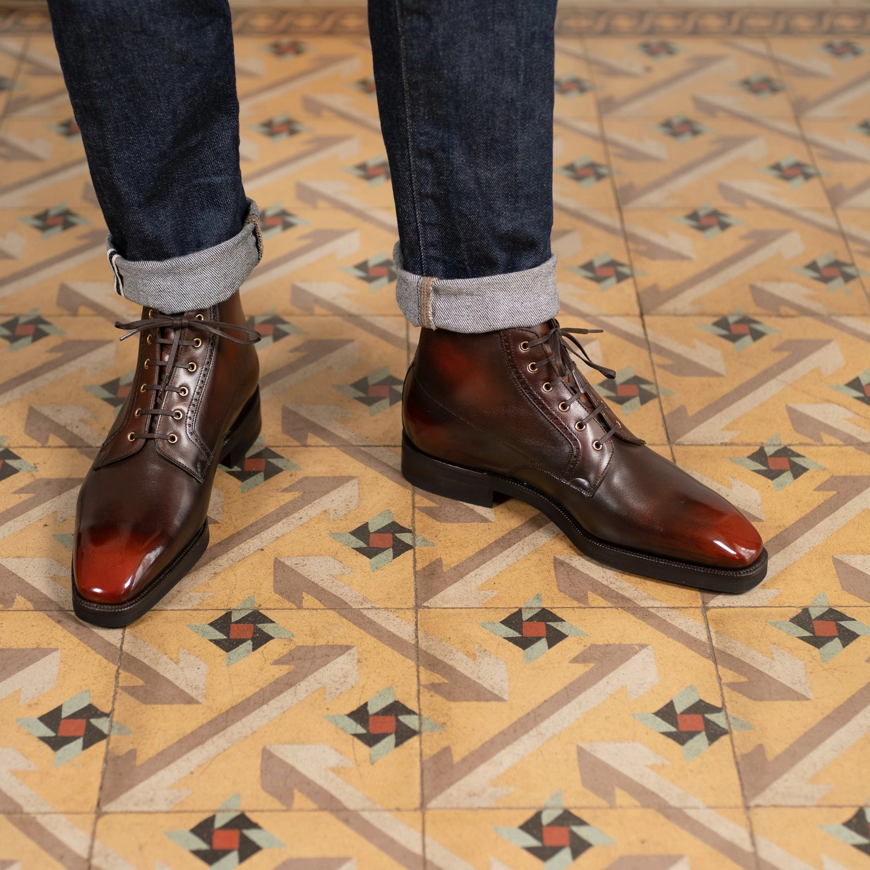 Kerouac Derby Boot Mto - Dark Oak Handmade Patina Subtle Tone