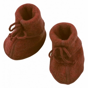 Engel Baby Booties W. Ribbon Cinnamon Melange Subtle Signature