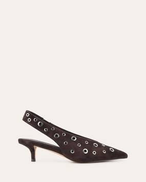 Rhi Low Heels Bitter Choc Suede Universal Outfit