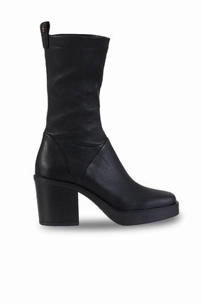 Old Iron Stretch Leather Boot In Nero Rhythm Inspired