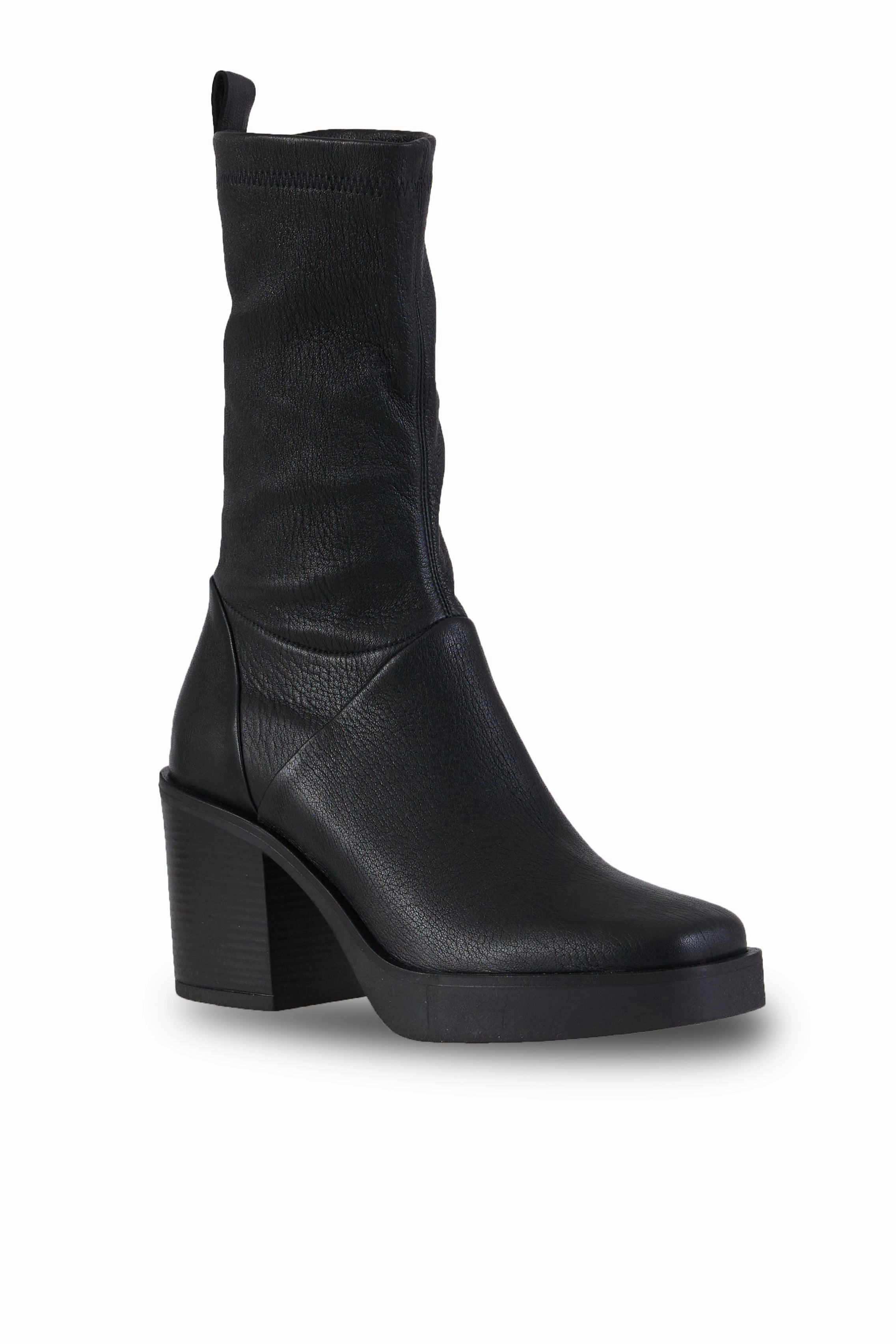Old Iron Stretch Leather Boot In Nero Easy Fit System Clean-Life Gear