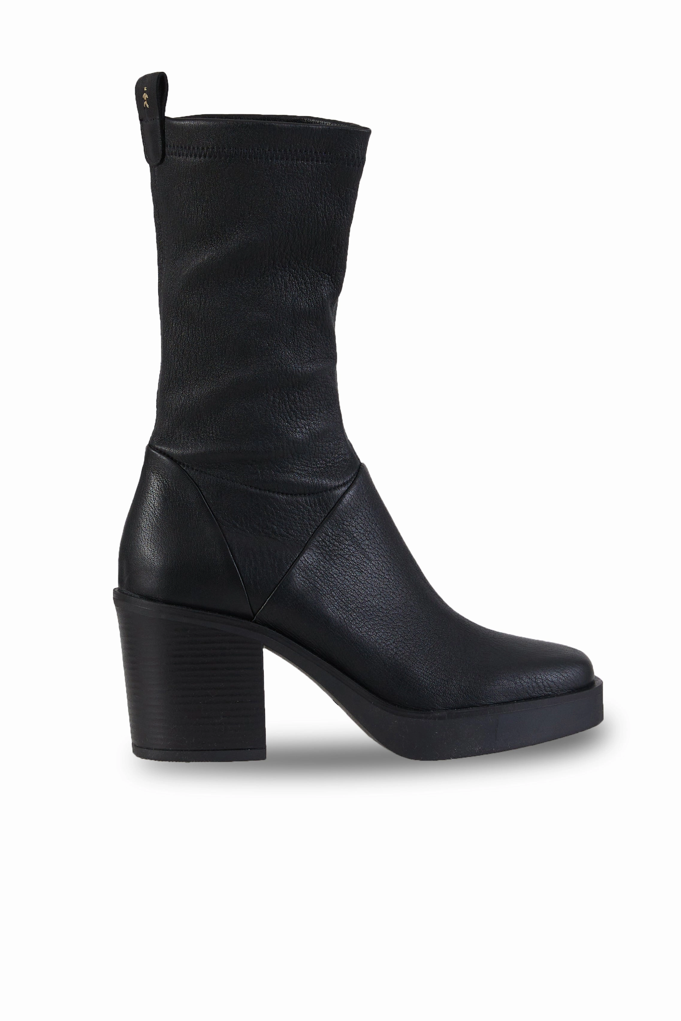 Old Iron Stretch Leather Boot In Nero Rhythm Inspired