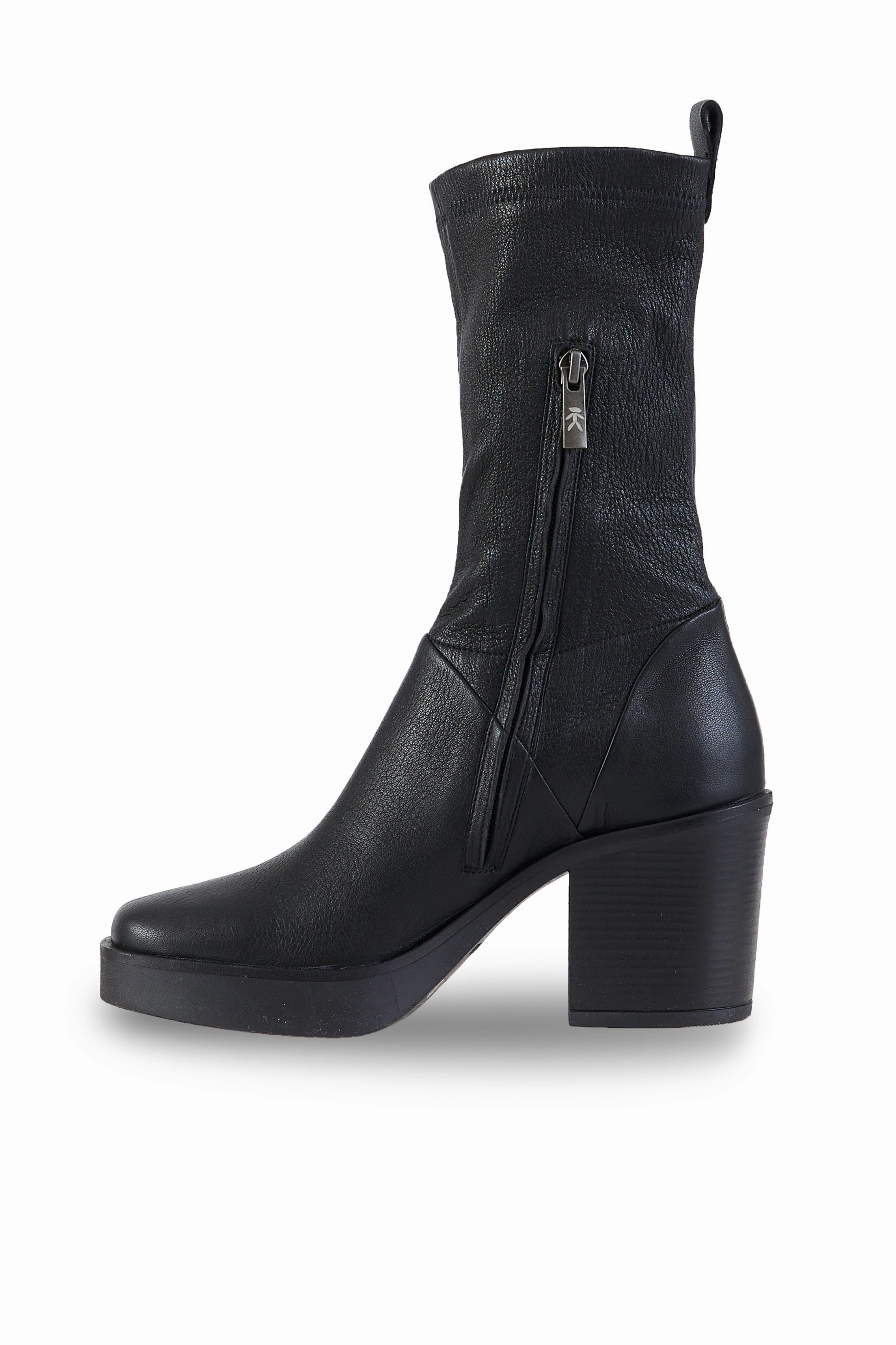 Seasonless Design Old Iron Stretch Leather Boot In Nero