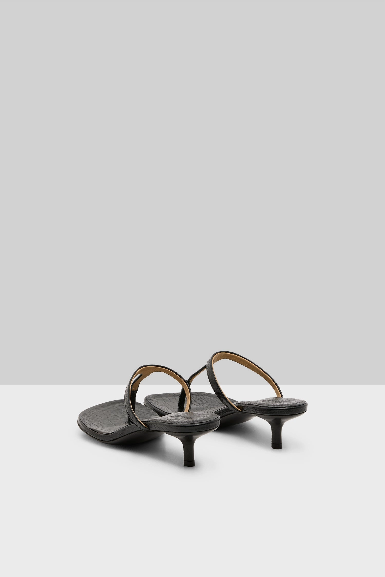 Sottiletta Leather Heel Sandal In Pebbled Black Crafted Evolution Pure Function