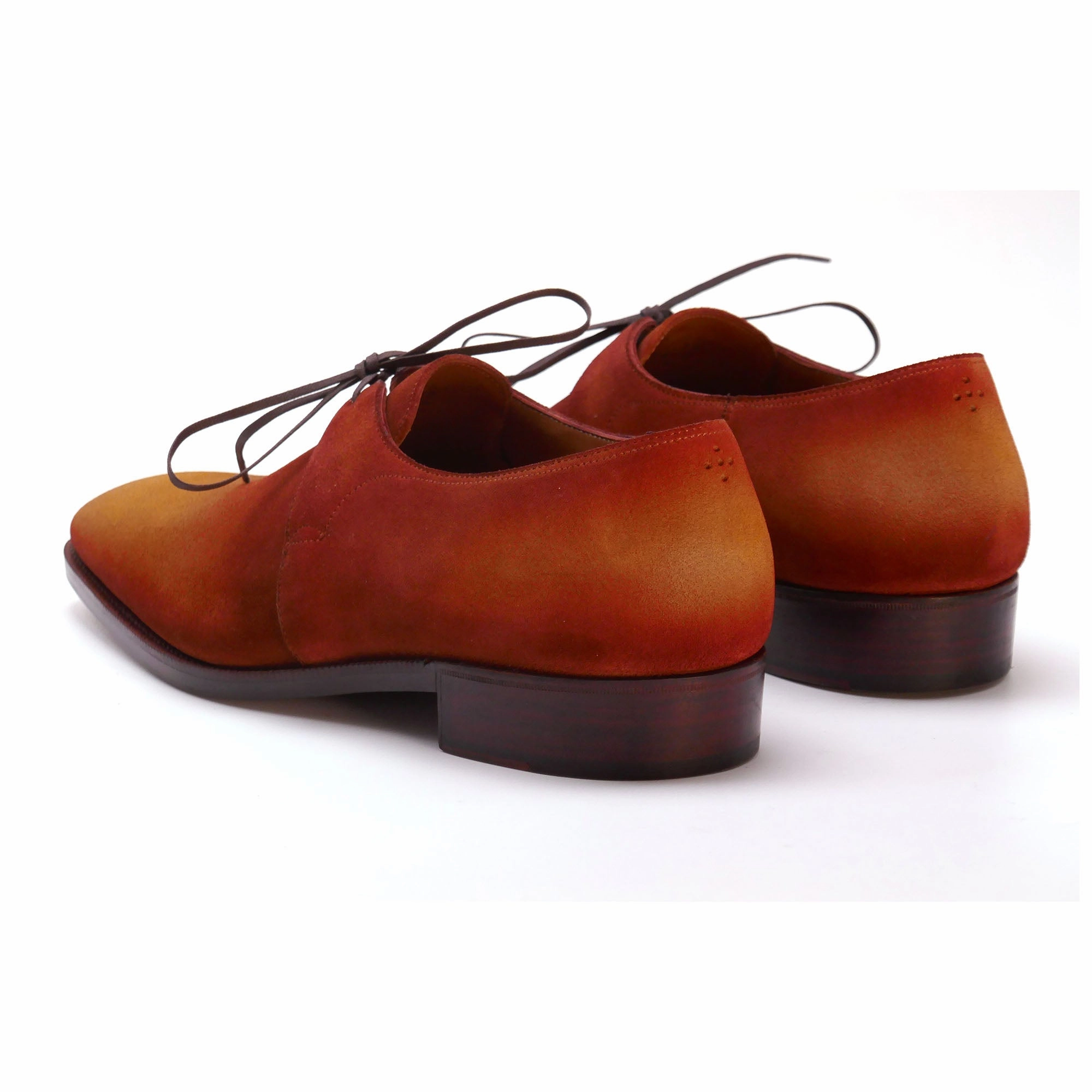 Eduardo Derby Shoe Mto - Cognac & Cream Patina On Suede Designed For Pace