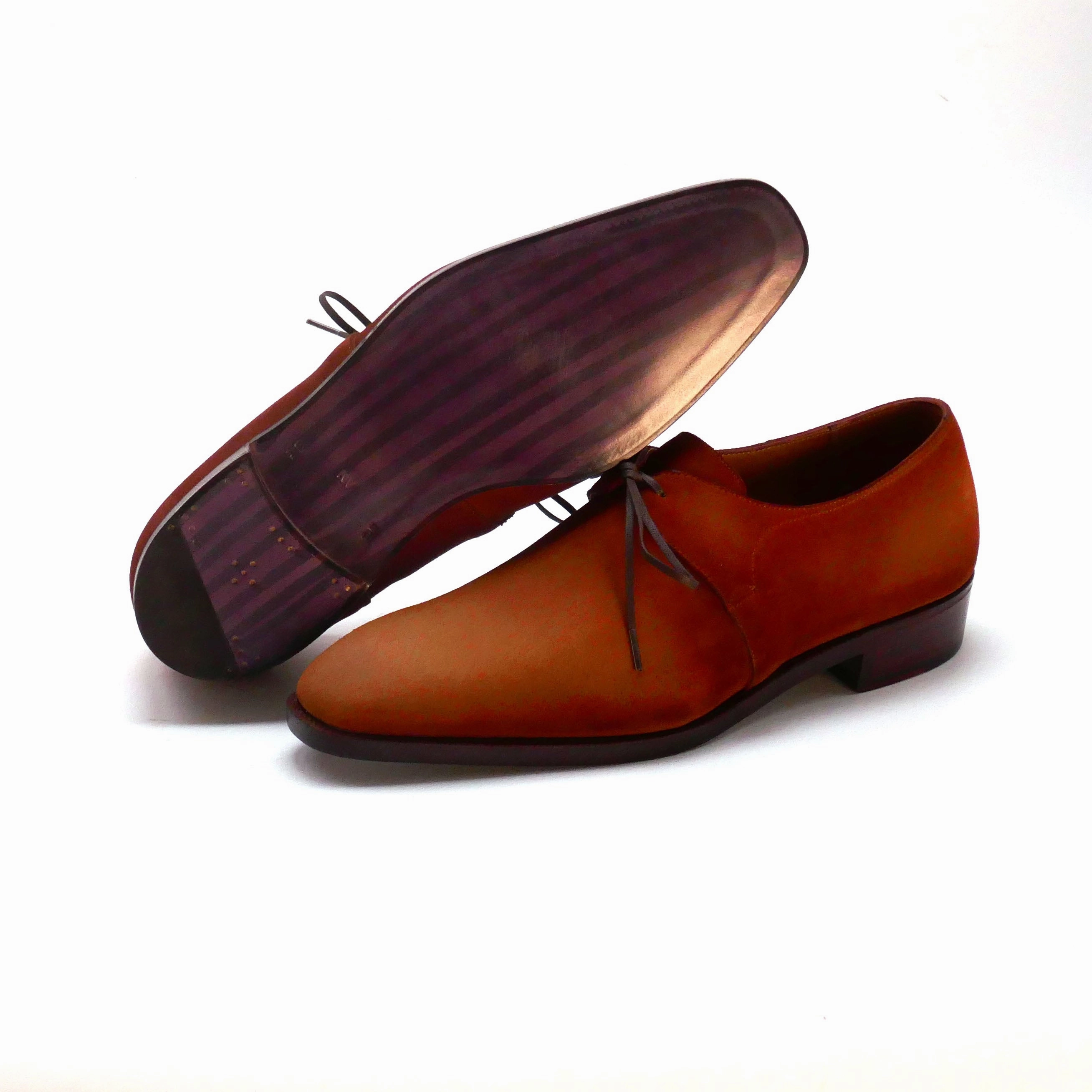 Simplicity Rules Eduardo Derby Shoe Mto - Cognac & Cream Patina On Suede