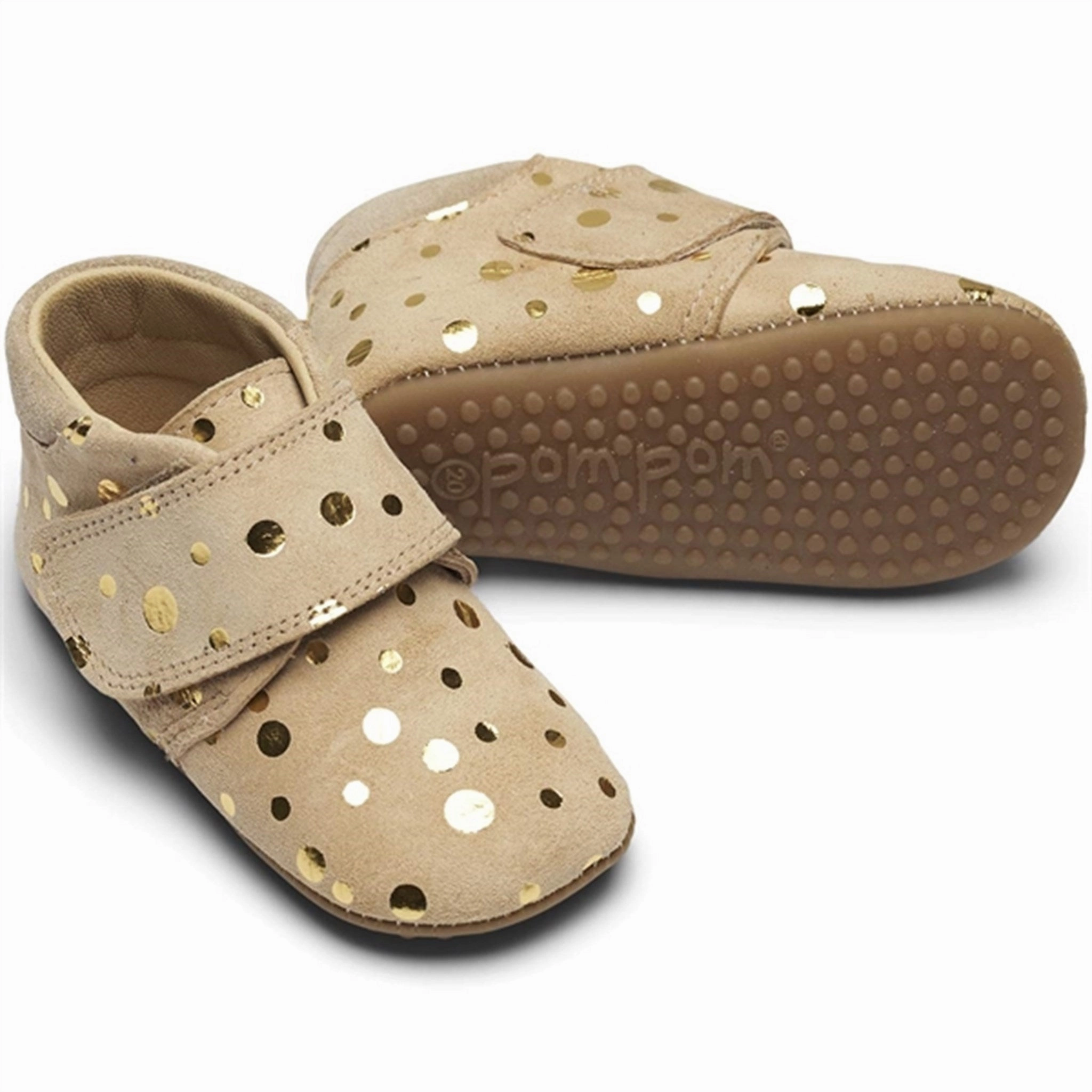 Crafted Ease Pom Pom Indoor Shoes Beige/Gold Dots