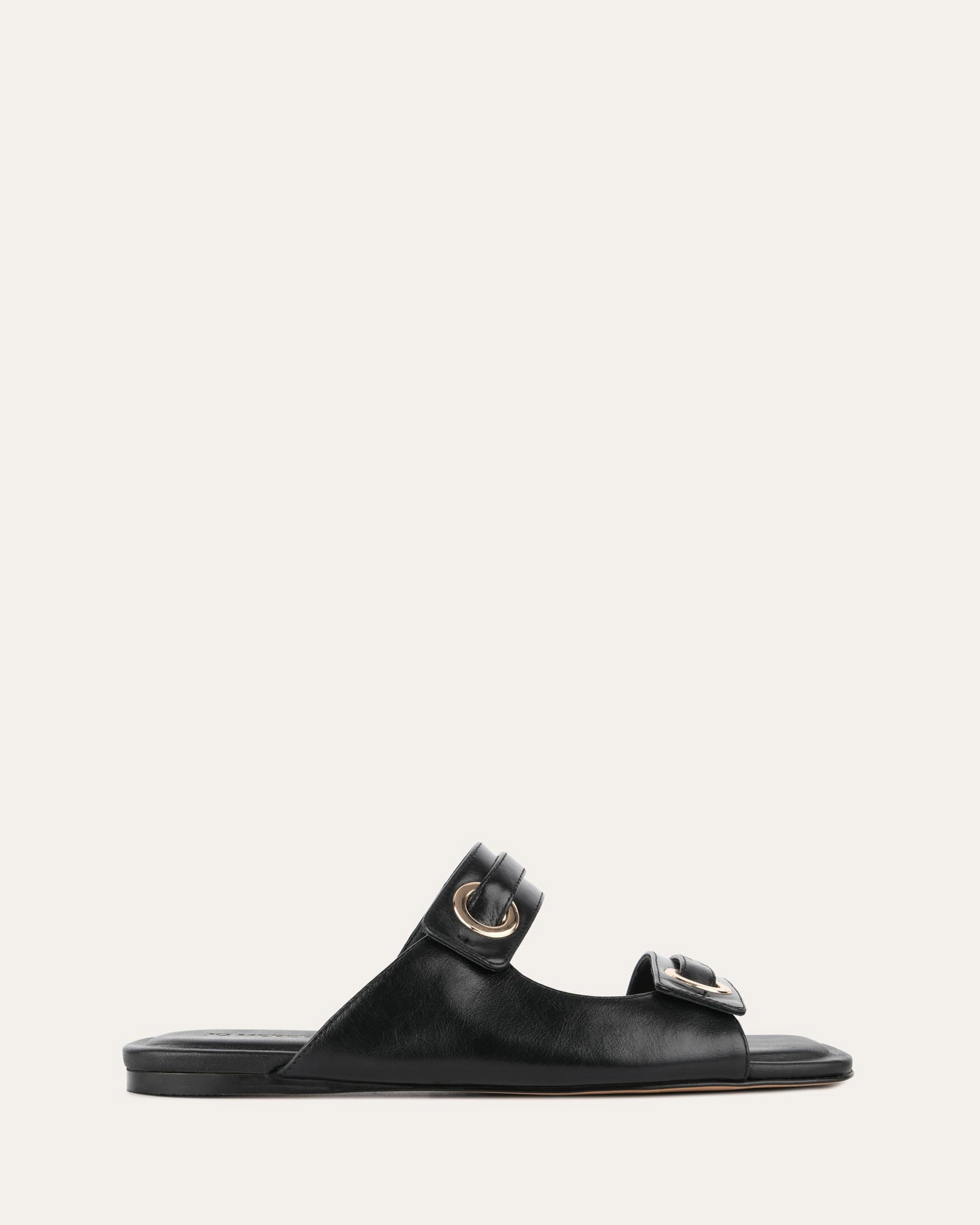 Creative Layers Quill Flat Sandals Black Leather