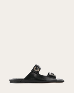 Creative Layers Quill Flat Sandals Black Leather