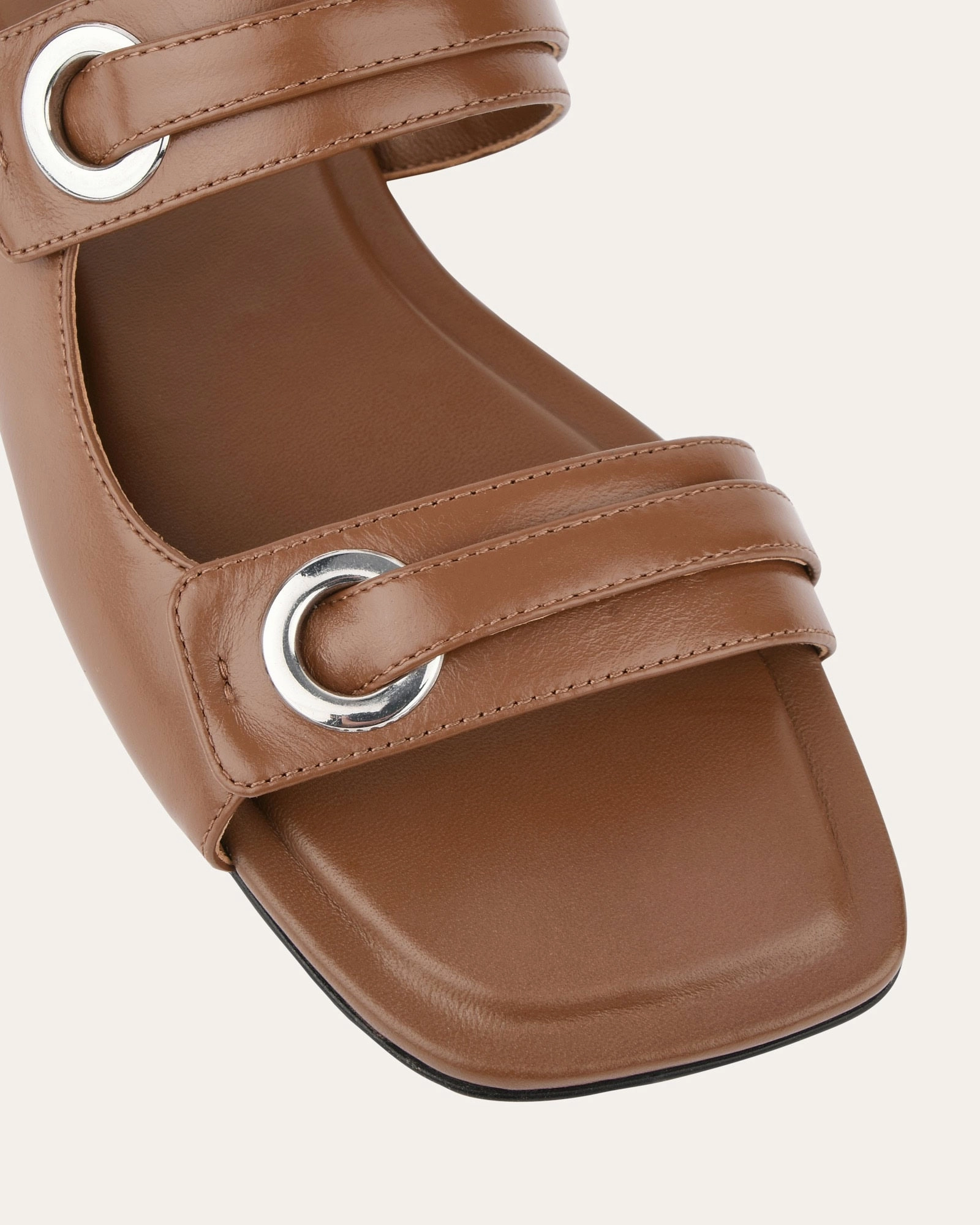Quill Flat Sandals Dark Tan Leather Layer With Ease